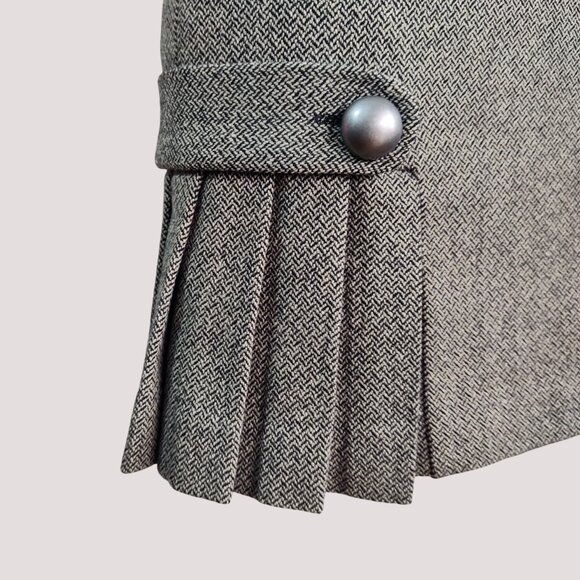 Vintage Y2K Banana Republic Tweed Side Pleats w Dome Buttons Pencil Skirt Sz 2 - Picture 7 of 8